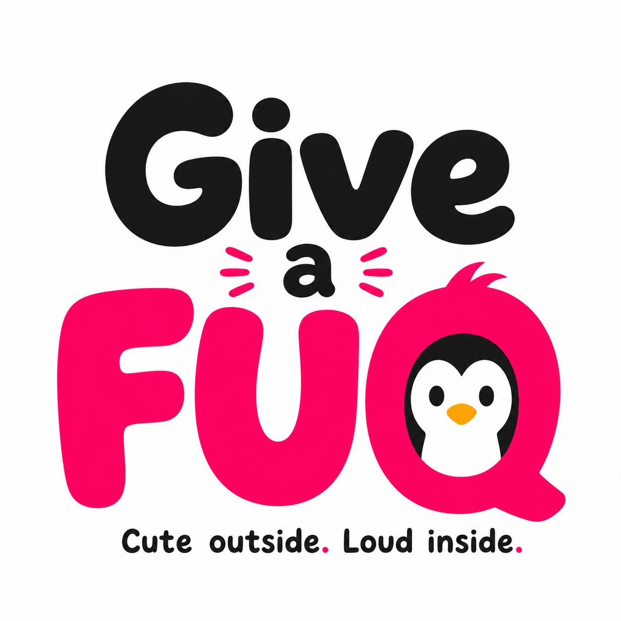 Give a FUQ — FUQY the penguin sits inside the Q